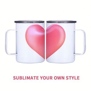 Taza de café de acero inoxidable blanca de 12 oz con asa, personalizada para sublimación, al por mayor desde almacén de EE. UU. - Product Image 3