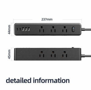Para <span class=keywords><strong>Amazon</strong></span> USB Multi-Port Power Strip Nuevo modelo Estándar de EE. UU. Carga rápida con enchufes laterales duales Cable de extensión de nivel IP11 - Product Image 6