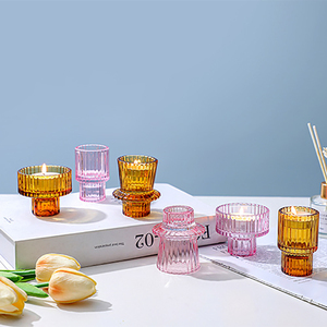 Vente en gros bougeoir de luxe unique pour Noël bougeoirs vides bougeoirs en <span class=keywords><strong>verre</strong></span> pour mariage décoration intérieure - Product Image 2