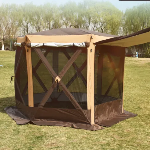 Tente pop-up pour camping et randonnée Prix d'usine Tente cube en tissu Oxford 300D en verre kaki hauteur 2m