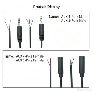Câble audio stéréo TRS mâle-femelle à queue <span class=keywords><strong>de</strong></span> cochon <span class=keywords><strong>de</strong></span> 3,5 mm, longueur personnalisée, dénudé et étamé, 3 ou 4 fils, pour réparation d'autoradio, amplificateur et casque - Product Image 2