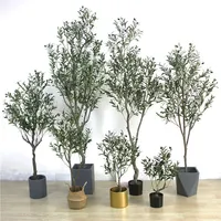 Imitation Latex décorative d'intérieur en plastique, 3Ft 8Ft, grand et grand décor, fausse branche de bonsaï, plante d'olive en Pot, vente en gros,