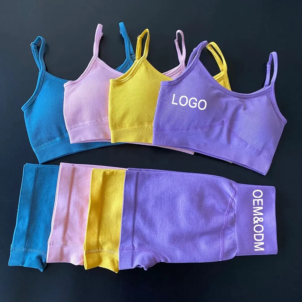 Roupa de yoga sem costura feminina, conjunto de roupa íntima, yoga, ajustável, para treino, yoga