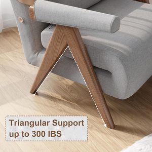 Grey Residential Convertible <strong>Sofa</strong> <strong>Bed</strong> Chair Midcentury Modern Eco-Friendly Wood <strong>Frame</strong> for Adults Living Room Bedroom SF023 - Product Image 6