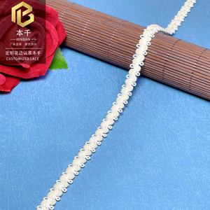 Wholesale Customizable 0.8cm Beige Pom Pom Lace Trim Exquisite Style Fluffy Lace Ribbon for Children's Clothing &amp; Lolita Apparel - Product Image 4