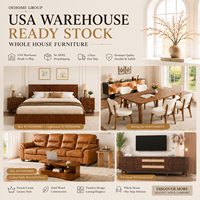 Ensemble de meubles modulaires modernes en tissu en stock aux États-Unis : lit, table à manger, canapé, table basse, meuble TV - Dropshipping