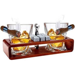 Set de Regalo de Vasos de Whisky con Base de Madera, Reutilizables, Plateados/Dorados, Estilo Americano, con Bandeja de Piedra y Piedras de Granito para Enfriar - Product Image 1
