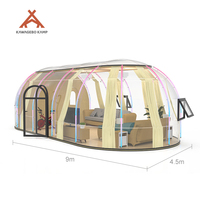 Dôme géodésique préfabriqué en polycarbonate PC Kawagebo Kamp (KK) de 4,5 m / 14,8 pi de largeur, pour glamping, restaurant, bar, maison-bulle, tente