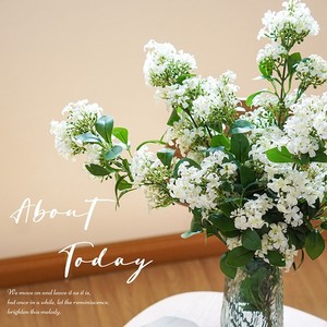 Fleurs artificielles de lilas et d'osmanthus en soie blanche, branche unique, pour la décoration de la maison et des mariages - Product Image 2