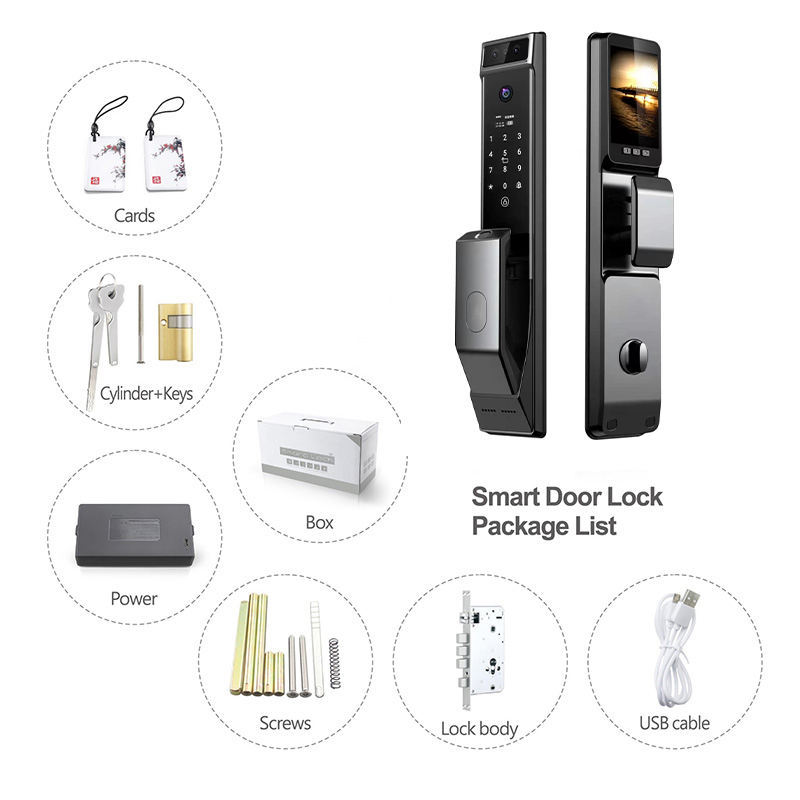 Serrure Intelligente Exterieure Key Lock Serrure Numerique Avec Camera Door Lock Digital Smart Door Lock Fechadura BiomEtrica · image 4