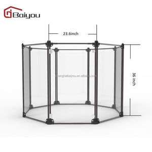 Chenil moderne pour animaux de compagnie de grande taille, motif solide, transparent, en acrylique et en métal, clôture pour chien, taille personnalisée, bouton-pression - Product Image 6