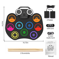 Hot Sale Digital Musical Instrument Kids Great Holiday Birthday Gift Dual Speakers 9 Pads Electronic Drum Set Roll-up Drum Pad