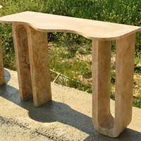 Table console en travertin faite à la main KUMUSI FURNITURE_ Entrée moderne minimaliste