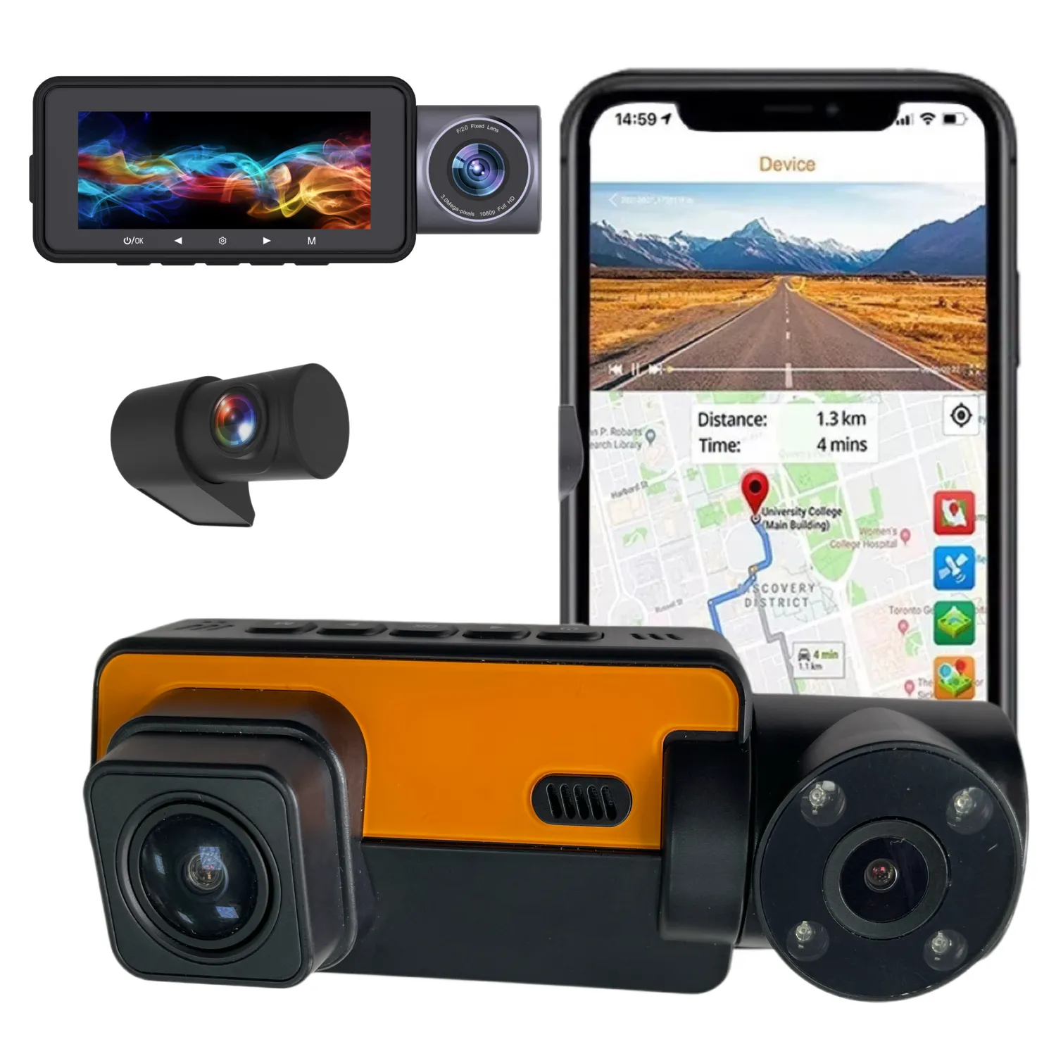 New Mini 3 lens 4k dash cam hidden wifi dashcam GPS car black box dual 1080p rear camera night vision vehicle car DVR