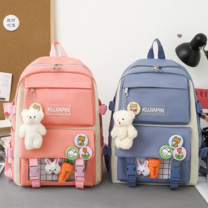 2023 nuevo lindo colgante mochila femenina dibujos animados estudiante mochila de gran capacidad impermeable chica mochila conjunto al por mayor - Product Image 3