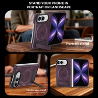 Étui de téléphone magnétique antichoc en cuir avec support à bandoulière pour iPhone Duo pliable