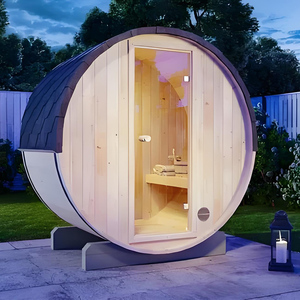 Sauna Tradizionale a Secco in Cedro Rosso Moderno, Panoramica, Elettrica, per Esterni, Personalizzabile, con Bruciatore a Legna - Product Image 3