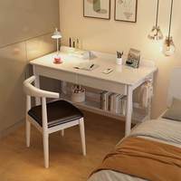 Bureau en bois massif avec étagère, style moderne, compact, adapté aux ordinateurs portables, idéal pour le salon ou le bureau
