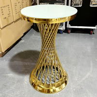 Table de bar ronde en acier inoxydable doré utilisée pour le mariage au design moderne et de luxe