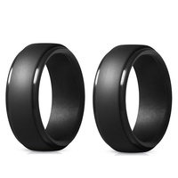 Bagues en silicone pour hommes, alliances en caoutchouc à bord biseauté, 8 mm de large - 2,5 mm d'épaisseur