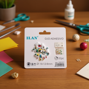 Cils adhésifs colorés Ilan 18-12-8mm pour loisirs créatifs, 32 pièces - Product Image 3