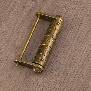 Antique Style Brass Combination <b>Lock</b> Five Wheel Retro Chinese Design <b>Small</b> Padlock - Product Image 4