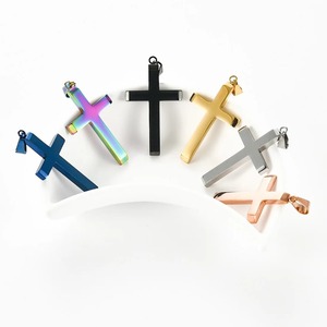 Pendentif croix classique en acier inoxydable pour collier chaîne, breloques pour femmes et hommes, collier ras du cou religieux chrétien, fabrication de bijoux DIY, cadeaux - Product Image 3