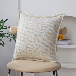 Cojín Decorativo Nórdico Moderno Beige para Sofás, Funda <span class=keywords><strong>de</strong></span> Cojín <span class=keywords><strong>de</strong></span> <span class=keywords><strong>Lino</strong></span> Jacquard <span class=keywords><strong>de</strong></span> Lujo, Funda <span class=keywords><strong>de</strong></span> Almohada Texturizada para Dormitorio - Product Image 1