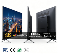 Téléviseur LED numérique intelligent Android 4K Ultra HD sans cadre de 55 pouces à fixation murale, angle de vision large et vibrant, pour le divertissement quotidien à la maison et au studio