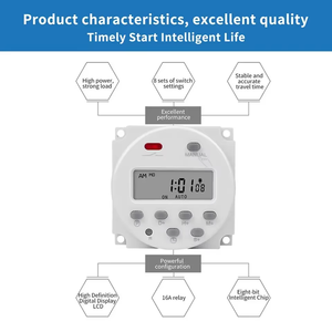 Intervalo de 1 segundo, 5V, 12V, 24V, 110V, 220V, interruptor de temporizador <span class=keywords><strong>LCD</strong></span> Digital, 7 días, programador de relé de tiempo programable semanal CN101S - Product Image 2