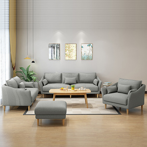 Modern Minimalist <b>Living</b> <b>Room</b> <b>Sofa</b> Set L-Shaped Removable Washable Fabric Foam Filling Gray Color - Product Image 2