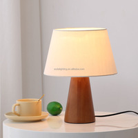 Lampe de table moderne en bois avec base LED E26/E27, DC/AC, blanc chaud, pour chambre à coucher, hôtel