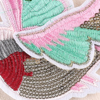 Patchs thermocollants brodés d'animaux et de oiseaux perlés, appliques brodées par ordinateur pour vêtements, sacs et accessoires
