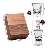 Caja de Madera Ecológica para Regalo, Juego de 3 Piezas de Decantador de Whisky y Copas de Vino, Diseño Moderno y Lujoso, Capacidad de 25 oz