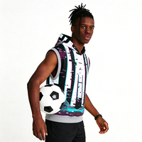Gilet de football sans manches à capuche Fanshi Glitch Print, vêtements de sport pour jeunes 7V7 personnalisés OEM en gros