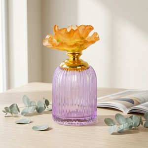 CRYSTAL COAST Lujosa Botella de Perfume de Cristal Recargable con Tapa Floral, Envase de Vidrio Grabado, Exhibición de Fragancias, Decoración de Regalo (Sin Varillas) - Product Image 5