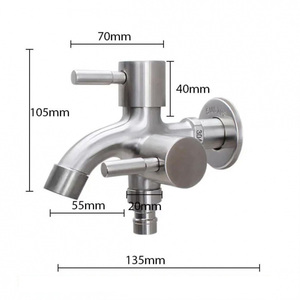 Robinet d'eau domestique double poignée en alliage de zinc, usage double (un entrée, deux sorties), pour machine à laver - Product Image 5