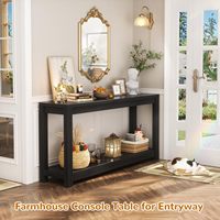 Console moderne en bois pour entrée et salon, table étroite avec étagères de rangement ouvertes, table de canapé, grain embossé, montage facile