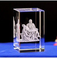 Statue de jésus sculpté en cristal 3d, Souvenir religieux, cadeaux, décoration artisanale
