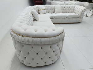 Conjunto de sofá blanco de alta calidad de fábrica de estilo de lujo para sala de estar, sofá de salón de acero inoxidable dorado, sofá, muebles de sala de estar de Hotel - Product Image 6