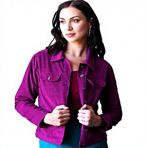 <b>Women</b> Spring Autumn Winter Quilted Dyed <b>Corduroy</b> <b>Jacket</b> 100% Cotton Long Sleeves Comfortable Stylish Outerwear Daily Casual - Product Image 3