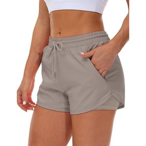 Pantaloncini da donna Premium sport Fitness Yoga con rivestimento elastico da palestra 3 tasche con cerniera per corsa e allenamento - Product Image 3