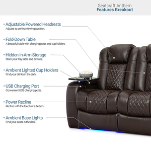 <span class=keywords><strong>Fauteuil</strong></span> inclinable chauffant et massant CYPowered moderne avec télécommande en cuir synthétique et structure en bois - Canapé de cinéma maison - Product Image 3