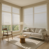 Stores Persilux modernes électriques sans fil blancs à motif zèbre pour fenêtres 22 po L x 64 po H, double couche, contrôle de la lumière jour/nuit, filtrant