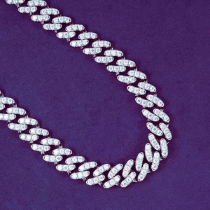 <span class=keywords><strong>Cadena</strong></span> de eslabones cubanos Miami GRA Hop Iced Out Bling de plata de ley 925 con moissanita VVS de 12 mm y engaste de garras para hombre - Product Image 3