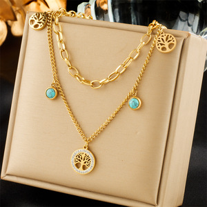 Collier vintage en or bohème pour femmes, plaqué or, arbre de vie/coeur d'amour, bijoux, cadeau pour femme maman fille - Product Image 3