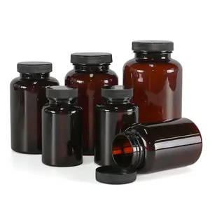 100ml-750ml Amber Pill Capsule Tablet Medicine Plastic Empty Bottle Food Grade Material Portable Outside