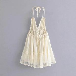 เดรสลำลองทรงเอไลน์ผ้าเดนิมสีพื้นแบบทอ คอวีลึก สไตล์โบฮีเมียน เป็นมิตรกับสิ่งแวดล้อม สำหรับผู้หญิงไซส์พลัส เหมาะสำหรับงานปาร์ตี้ริมชายหาด - Product Image 4