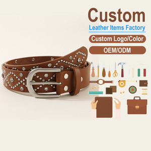 Nuevo Cinturón de Moda con Remaches para Mujer, Estilo Vintage Europeo Americano, Cinturón con Tachuelas y Hebilla de Aguja con Pedrería - Product Image 1