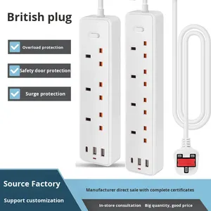 <span class=keywords><strong>Multiprise</strong></span> de protection contre les surtensions en cuivre 10A standard britannique avec protection contre la foudre, prévention des surcharges, sécurité enfant, EMC, prise UKCA, EAU, Royaume-Uni - Product Image 5